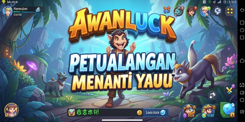 Screenshot gameplay <strong>AWANLUCK</strong> menampilkan karakter di tengah hutan penuh misteri.