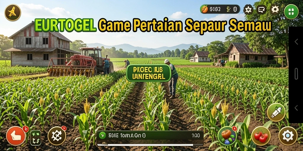 Tampilan gameplay seru di <strong>EUROTOGEL</strong> dengan aktivitas bertani.