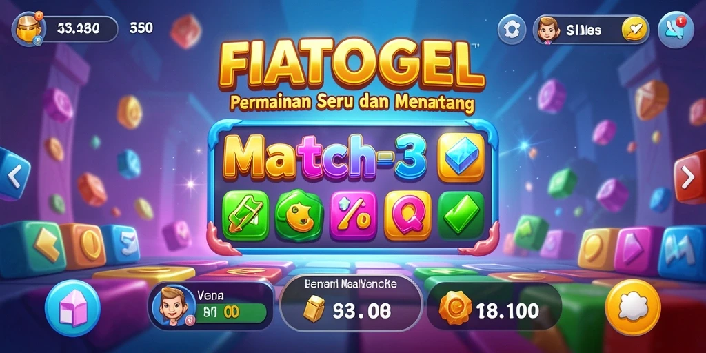Tampilan gameplay seru FIATOGEL dalam permainan Match-3.