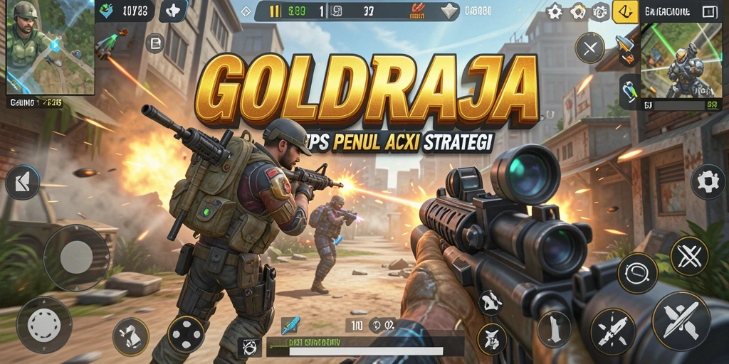 Menampilkan aksi intens dalam gameplay TPS GOLDRAJA.