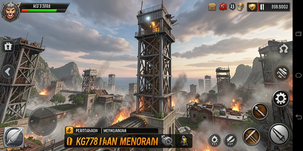 Tampilan gameplay seru di KG778 dengan menara pertahanan yang strategis.