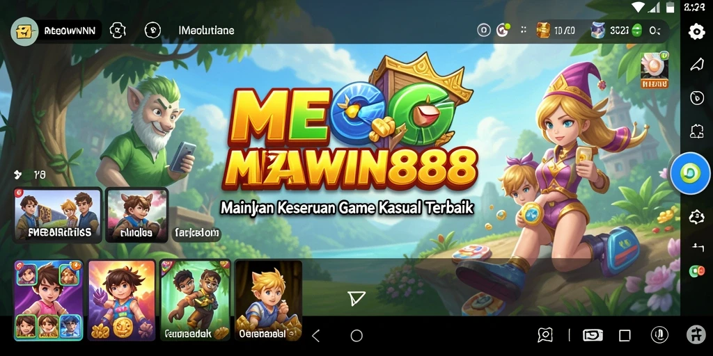 Tampilan gameplay MEGAWIN888 yang ceria dan menyenangkan.