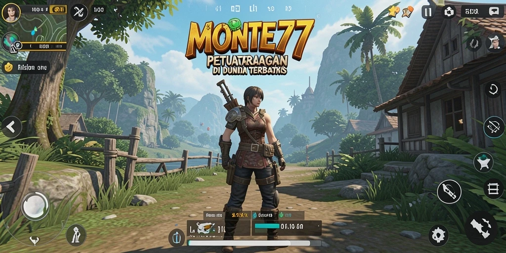 Screenshot gameplay MONTE77 yang menampilkan keindahan dunia terbuka.