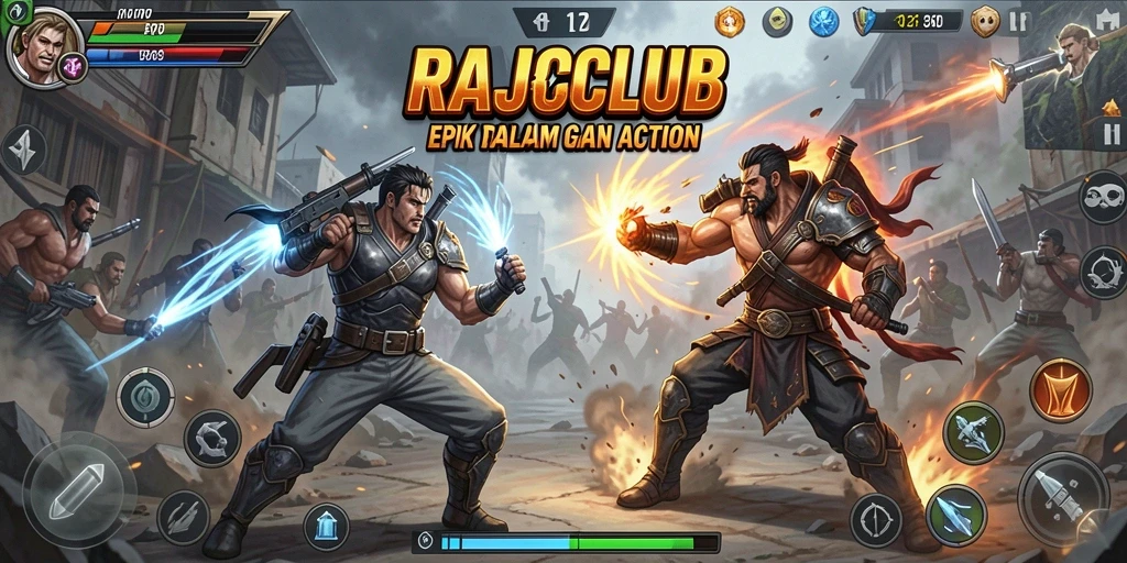 Tampak aksi seru dalam RAJACLUB di tengah pertempuran.