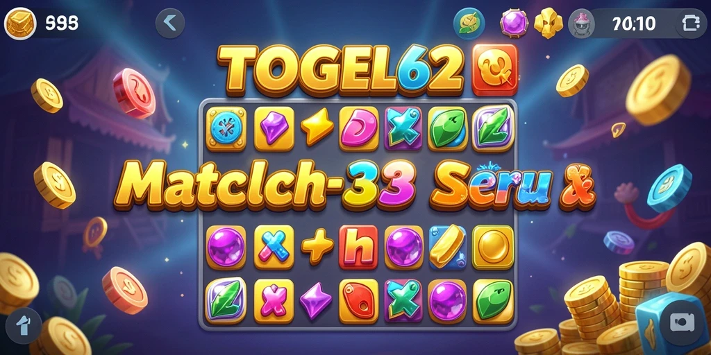 Screenshot TOGEL62 menunjukkan gameplay seru Match-3 yang menantang.