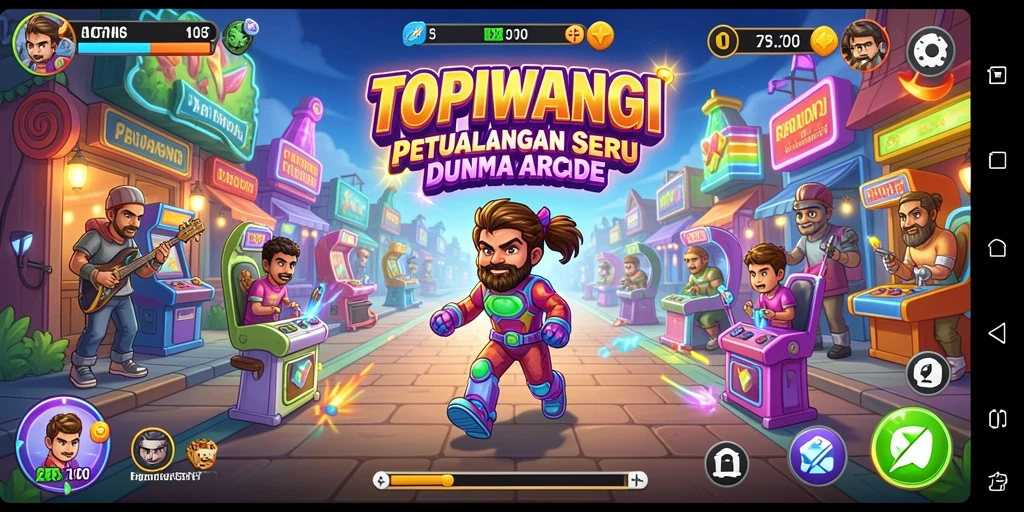 Screenshot gameplay TOPIWANGI menampilkan aksi seru dalam dunia Arcade.