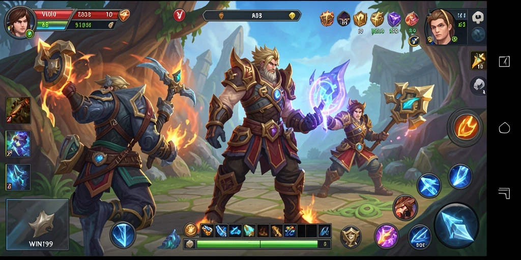 Screenshot menunjukkan aksi seru dalam gameplay ARPG WIN199.
